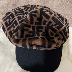 Fendi Sheep Fur wide Baseball cap